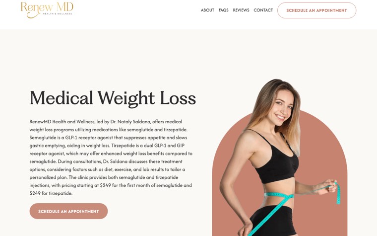 The Renew MD Health and Wellness website